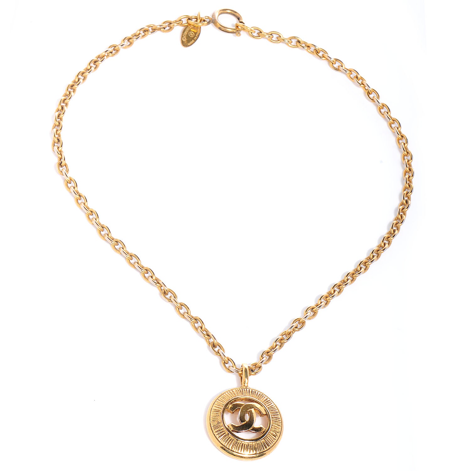 Chanel Sunburst Cutout CC Necklace Gold 5 of 5