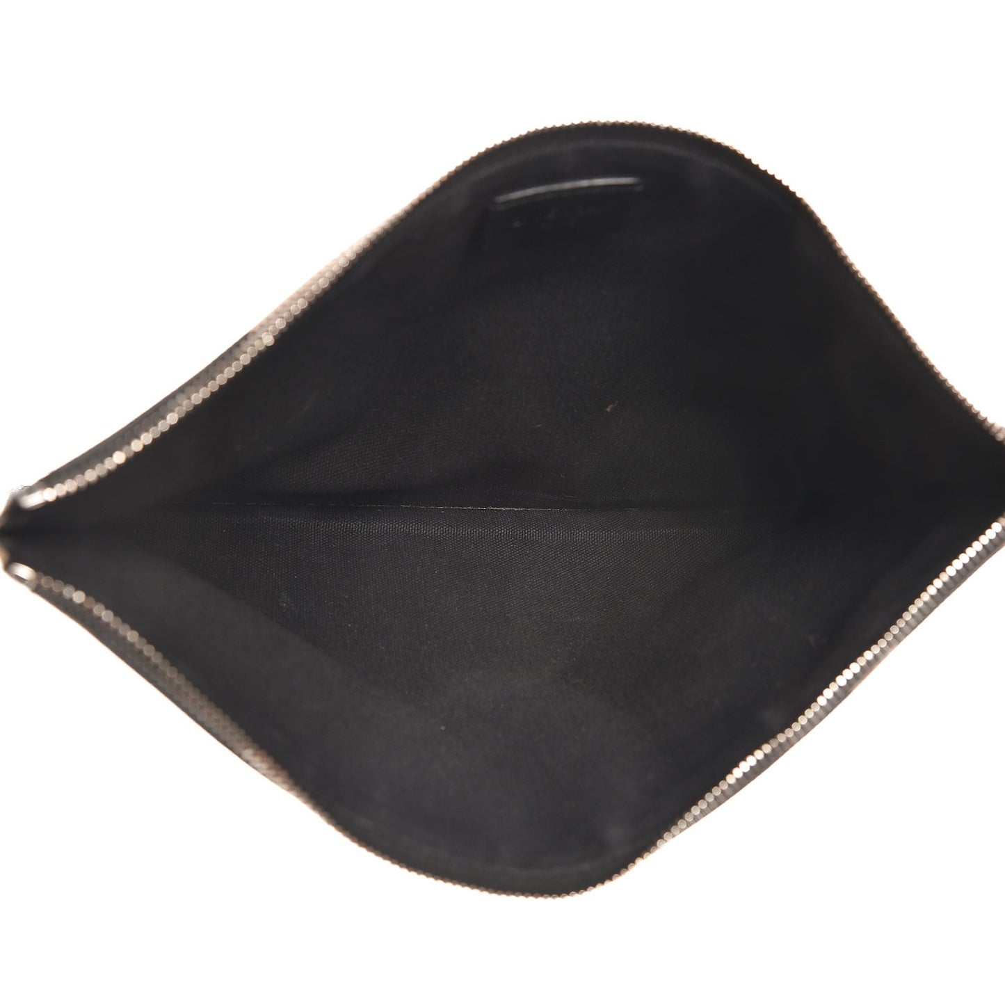 Textured Coated Canvas Magnolia and Moth Print Large Zip Pouch Black