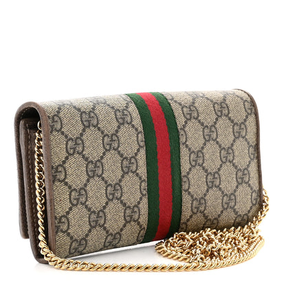 Gucci GG Supreme Monogram Web Ophidia Wallet On Chain Brown 3 of 9