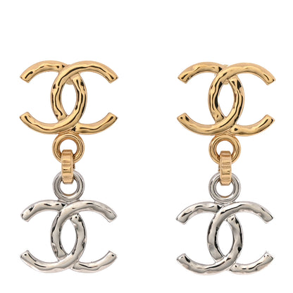 Chanel Metal CC Pendant Drop Earrings Gold Silver 1 of 5