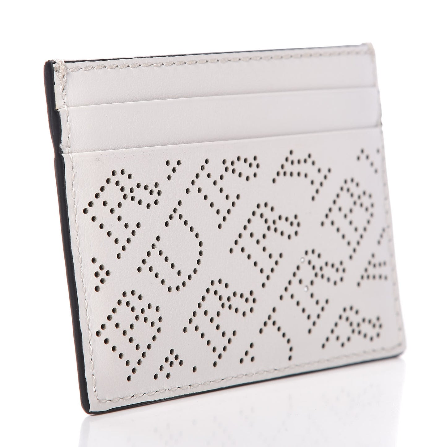 Calfskin Perforated Sandon Card Card Case White