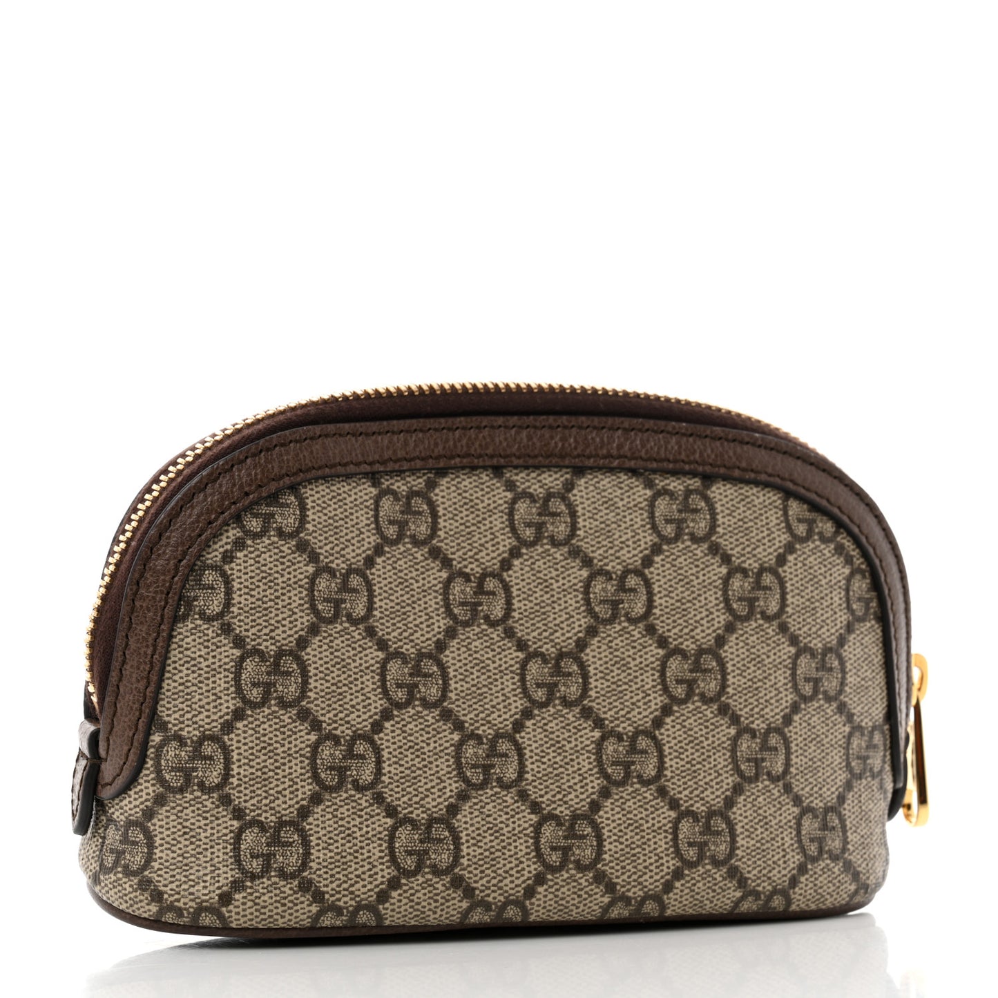 GG Supreme Monogram Textured Calfskin Web Medium Ophidia Cosmetic Case Beige Ebony New Acero