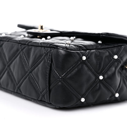 Chanel Lambskin Quilted Pearl Studded Flap Black 9 of 10