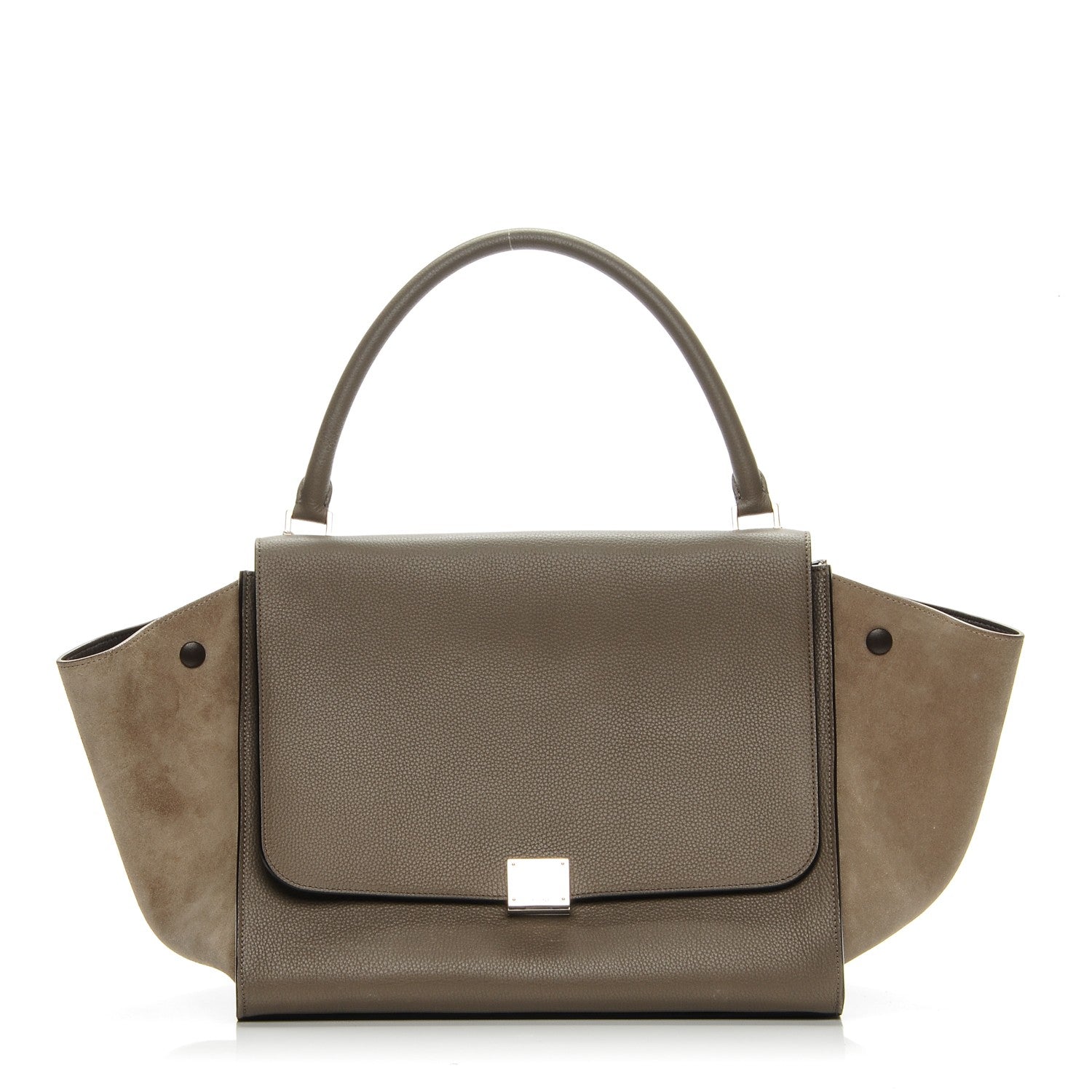 Celine Drummed Calfskin Suede Large Trapeze Souris 8 of 8