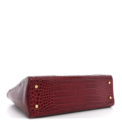 Chanel Calfskin Crocodile Embossed Archetype Small Shopping Tote Burgundy 3 of 9