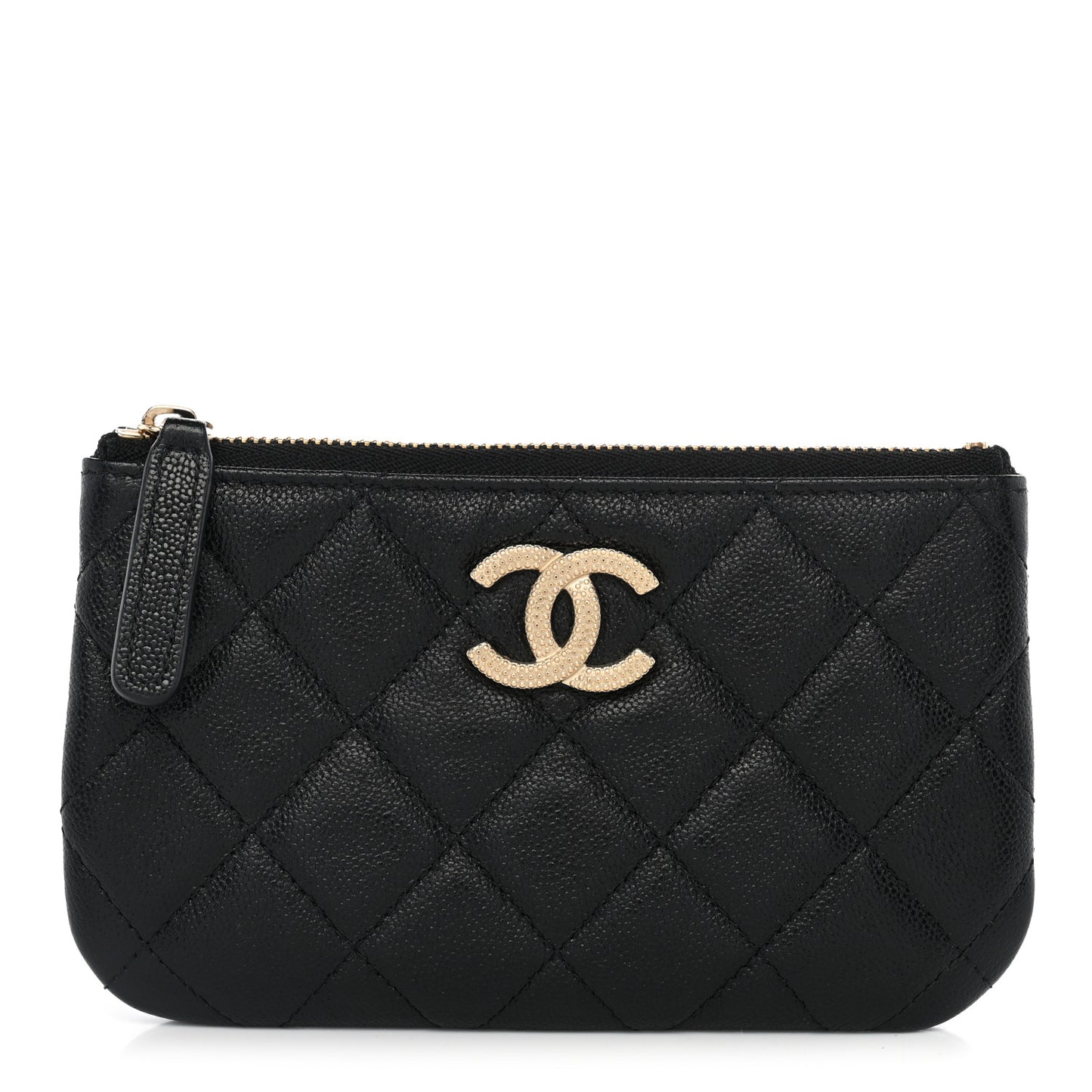 Caviar Quilted Studded CC Small Cosmetic Case Black