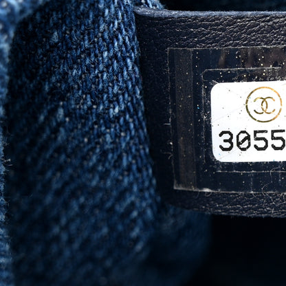 Chanel Denim Quilted CC Print Jumbo Single Flap Blue 7 of 10