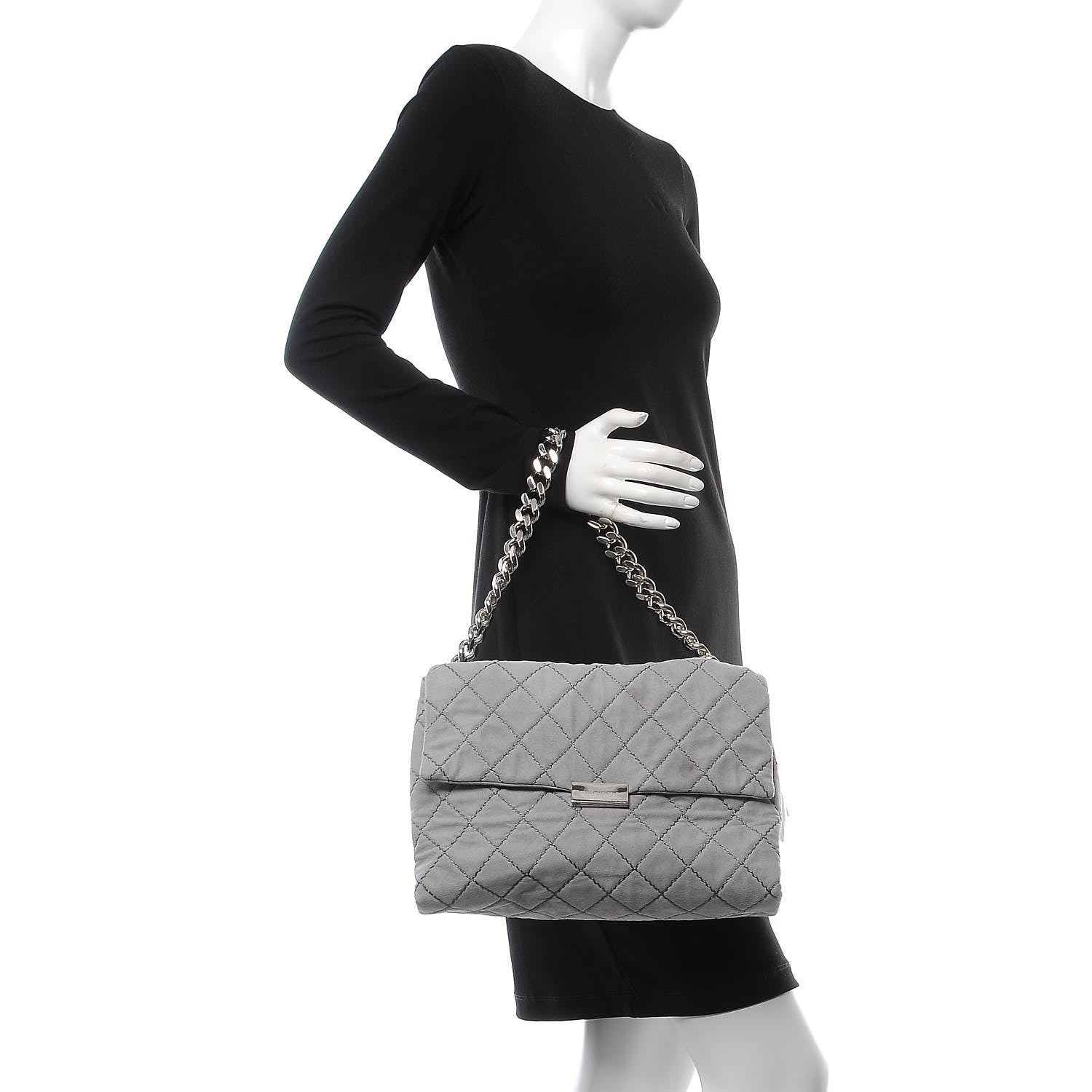 Stella McCartney Shaggy Deer Quilted Large Beckett Shoulder Bag Grey 2 of 9