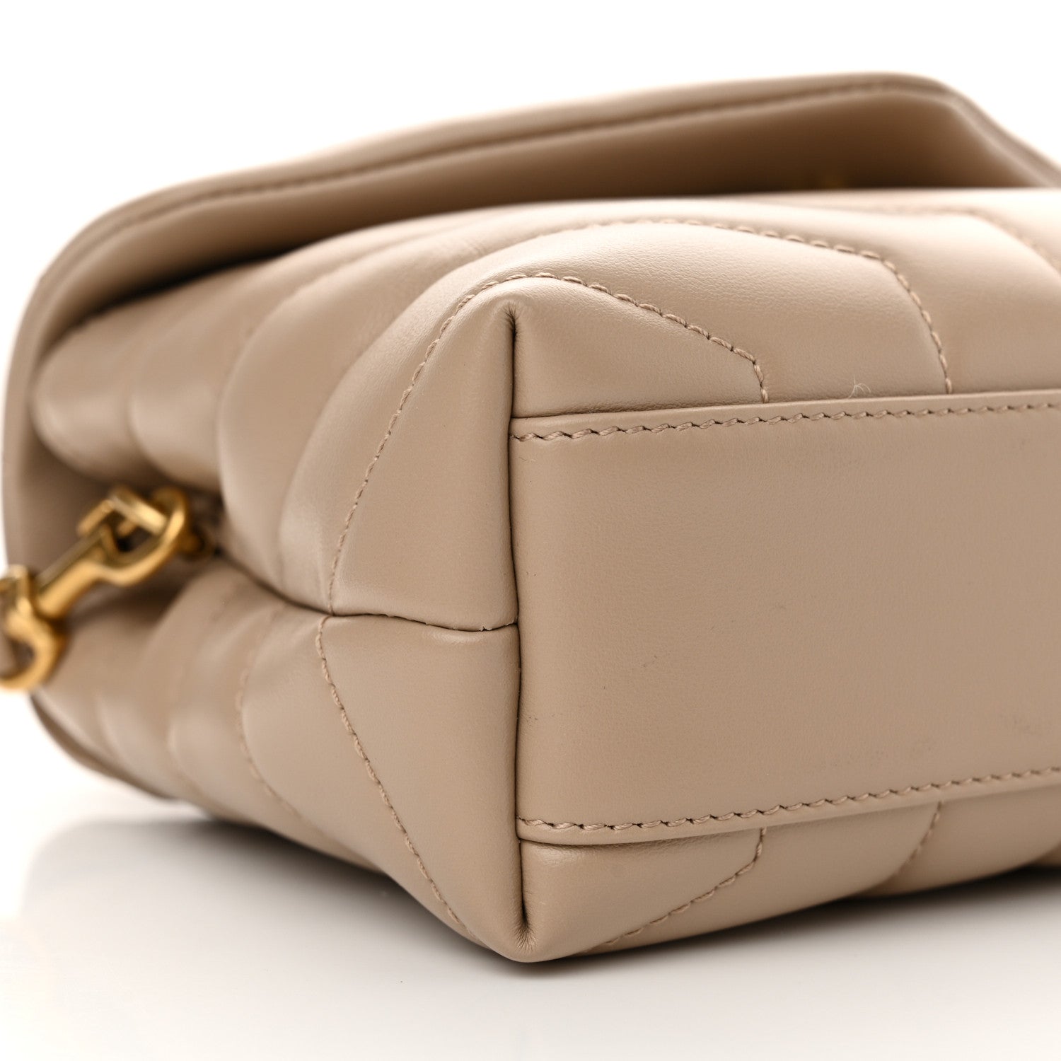 Saint Laurent Calfskin Y Quilted Monogram Toy Loulou Crossbody Bag Dark Beige 9 of 11
