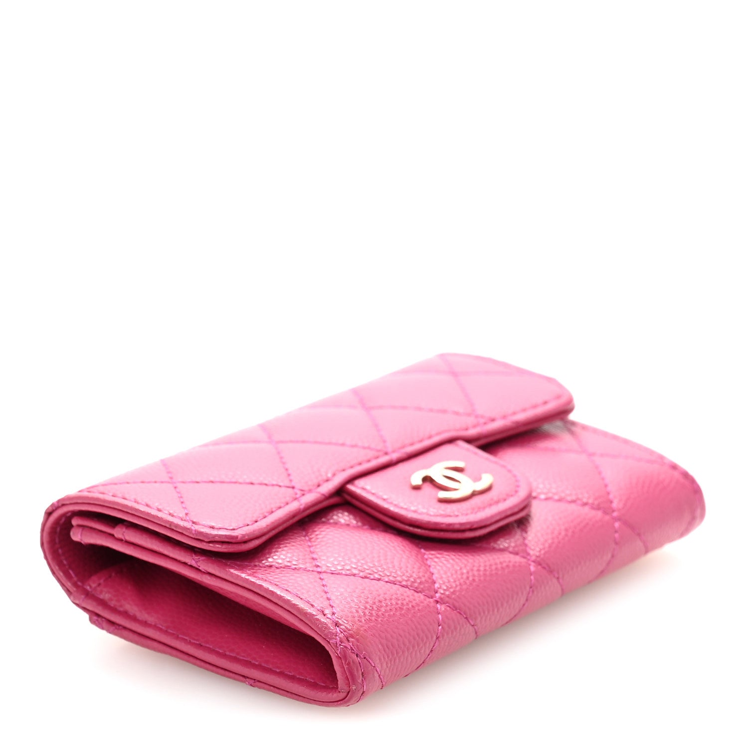 Chanel Caviar Quilted Flap Card Holder Wallet Dark Pink 4 of 11