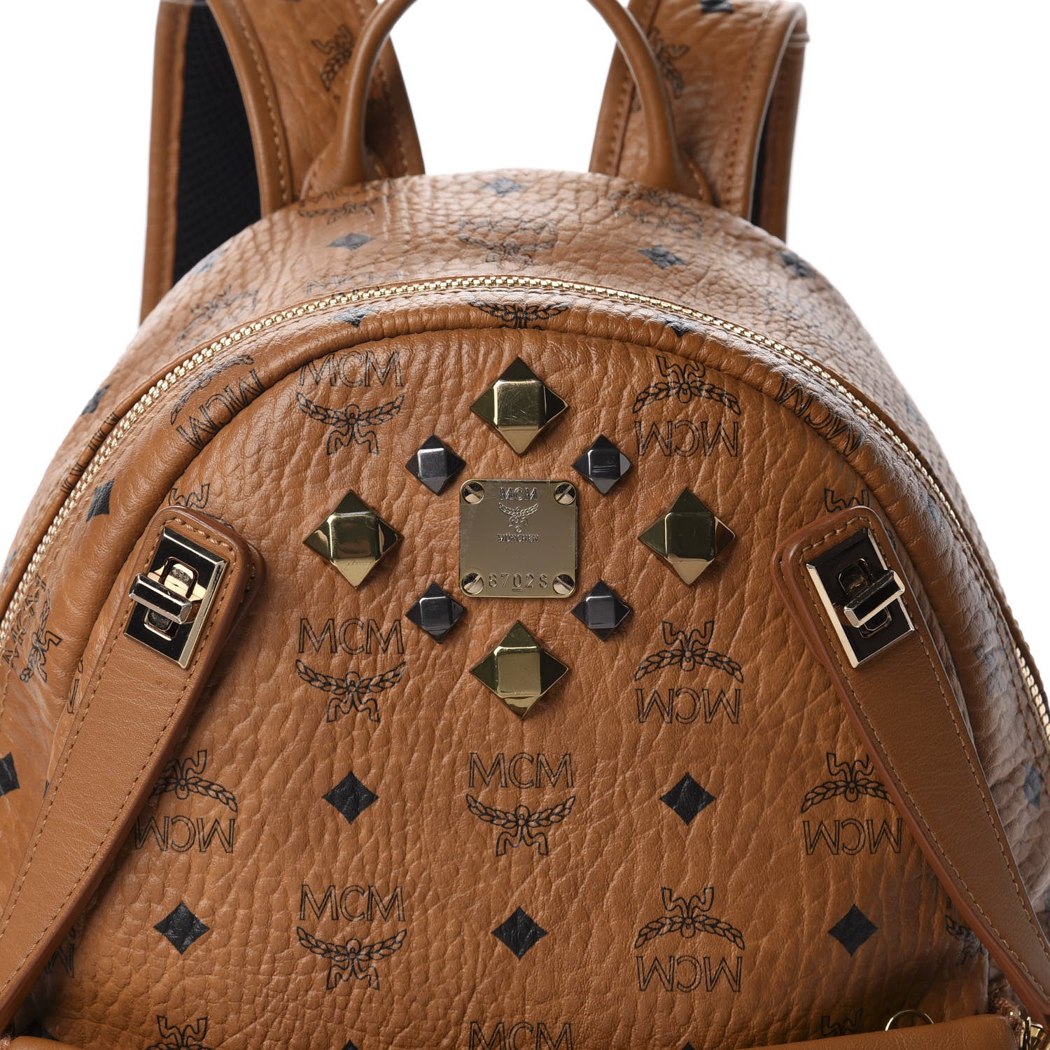 MCM Visetos Studded Small Dual Stark Backpack Cognac 10 of 10
