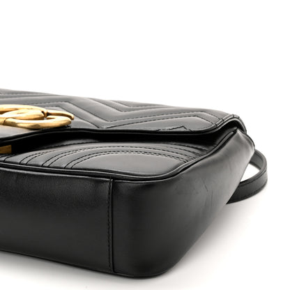 Gucci Calfskin Matelasse Medium GG Marmont Shoulder Bag Black 10 of 10