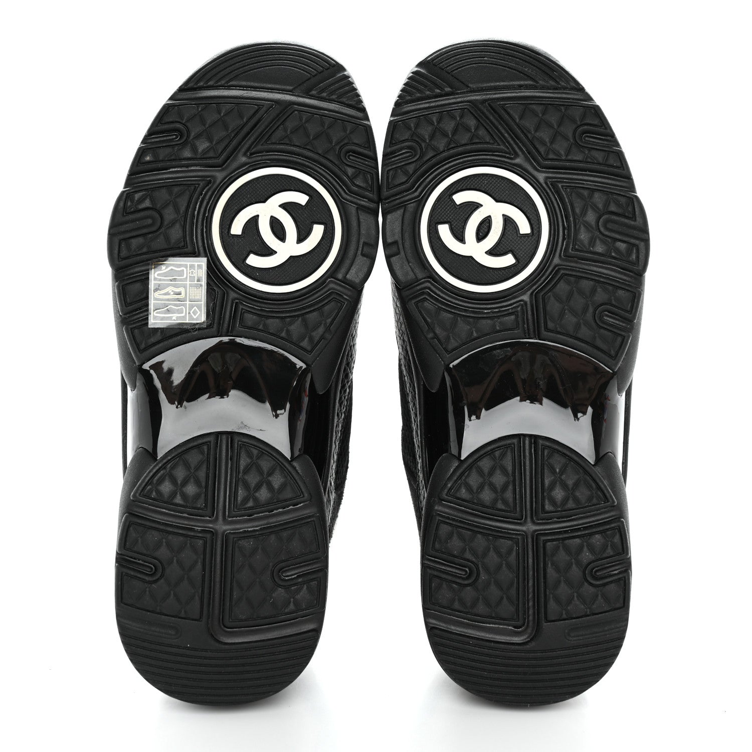 Chanel Mesh Suede Grained Calfskin Womens CC Sneakers 35 Black White 5 of 10