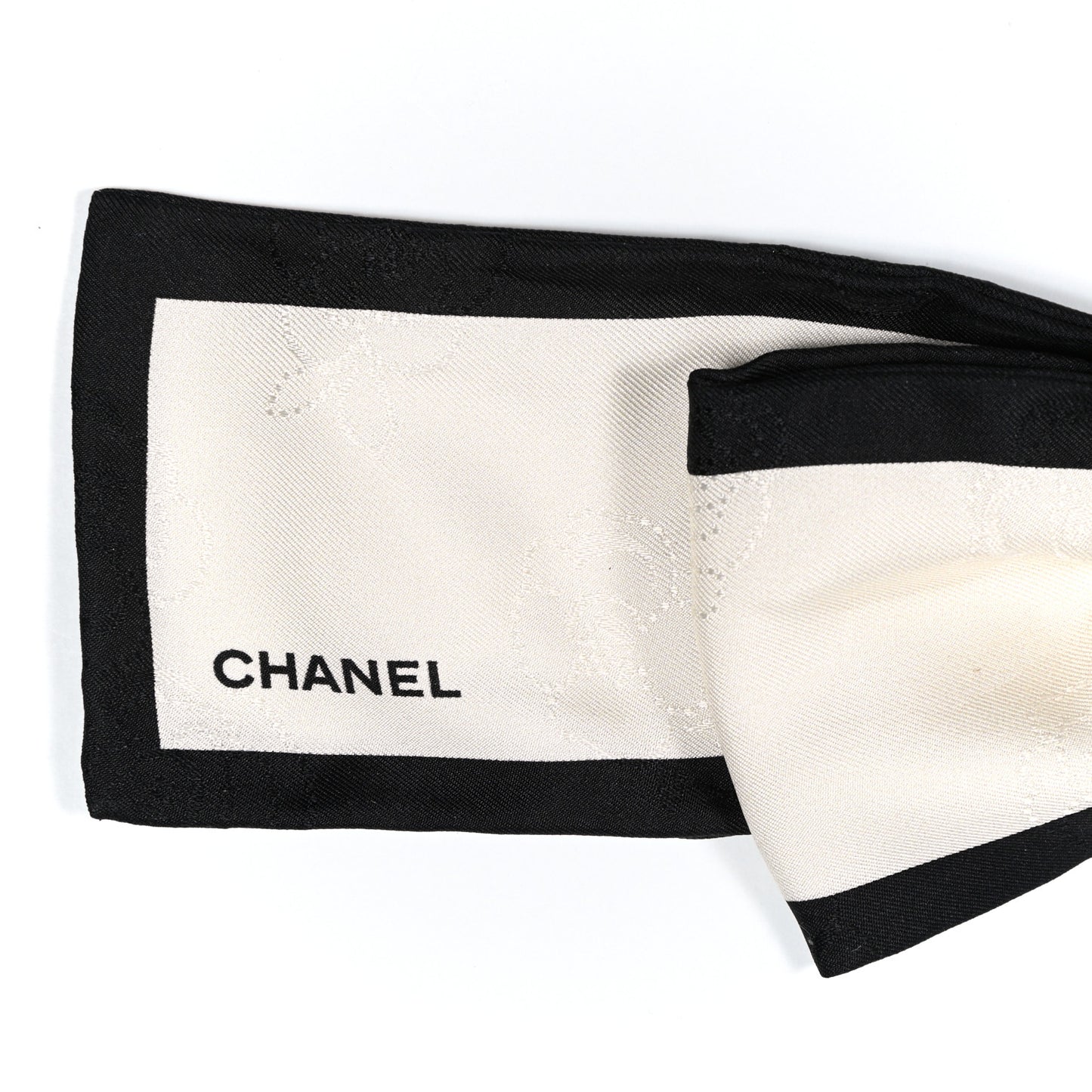Silk Twill Hair Tie Ivory Black