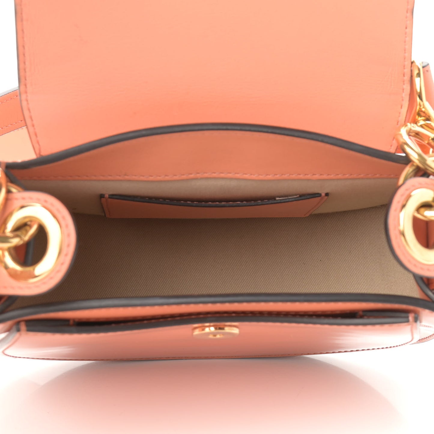 Patent Calfskin Suede Small Tess Bag Autumnal Brown