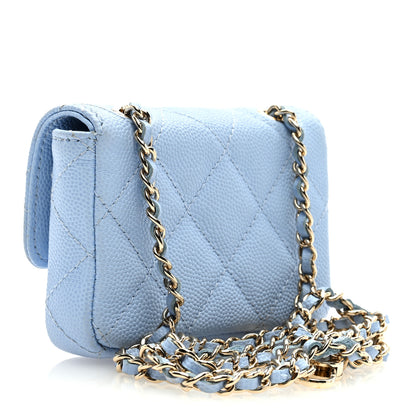 Chanel Caviar Quilted Mini Chain Belt Bag Light Blue 3 of 9