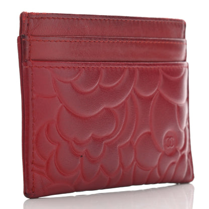 Chanel Lambskin Camellia Embossed Card Holder Red 3 of 11