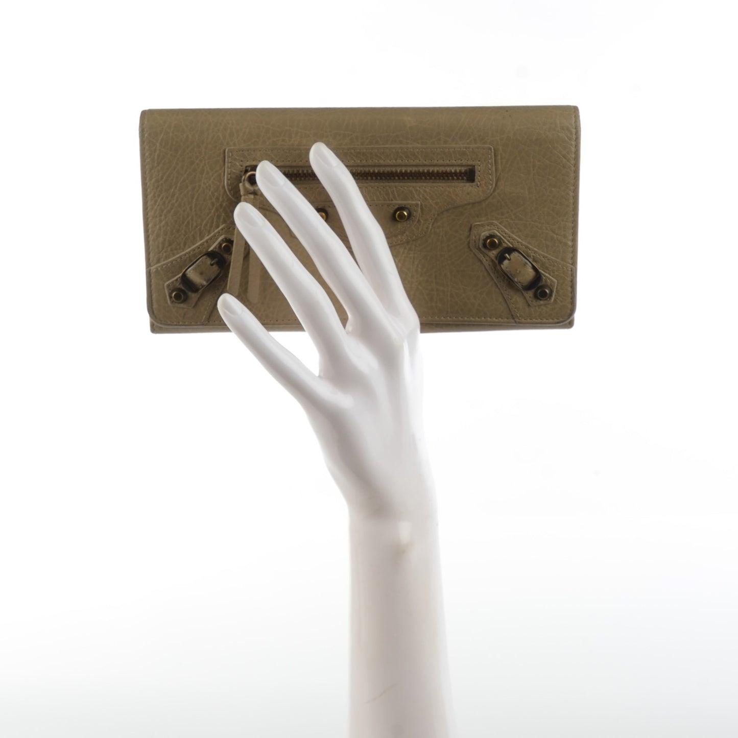 Agneau Classic Hardware Money Wallet Beige Latte
