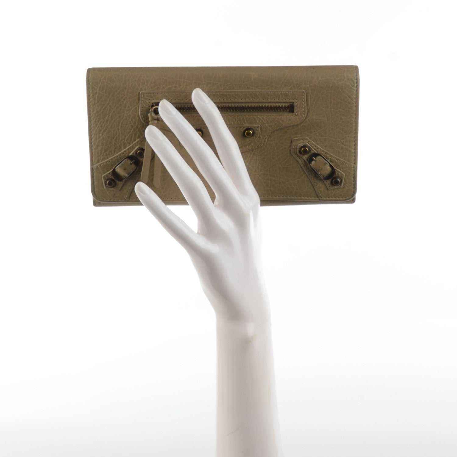 Balenciaga Agneau Classic Hardware Money Wallet Beige Latte 2 of 10