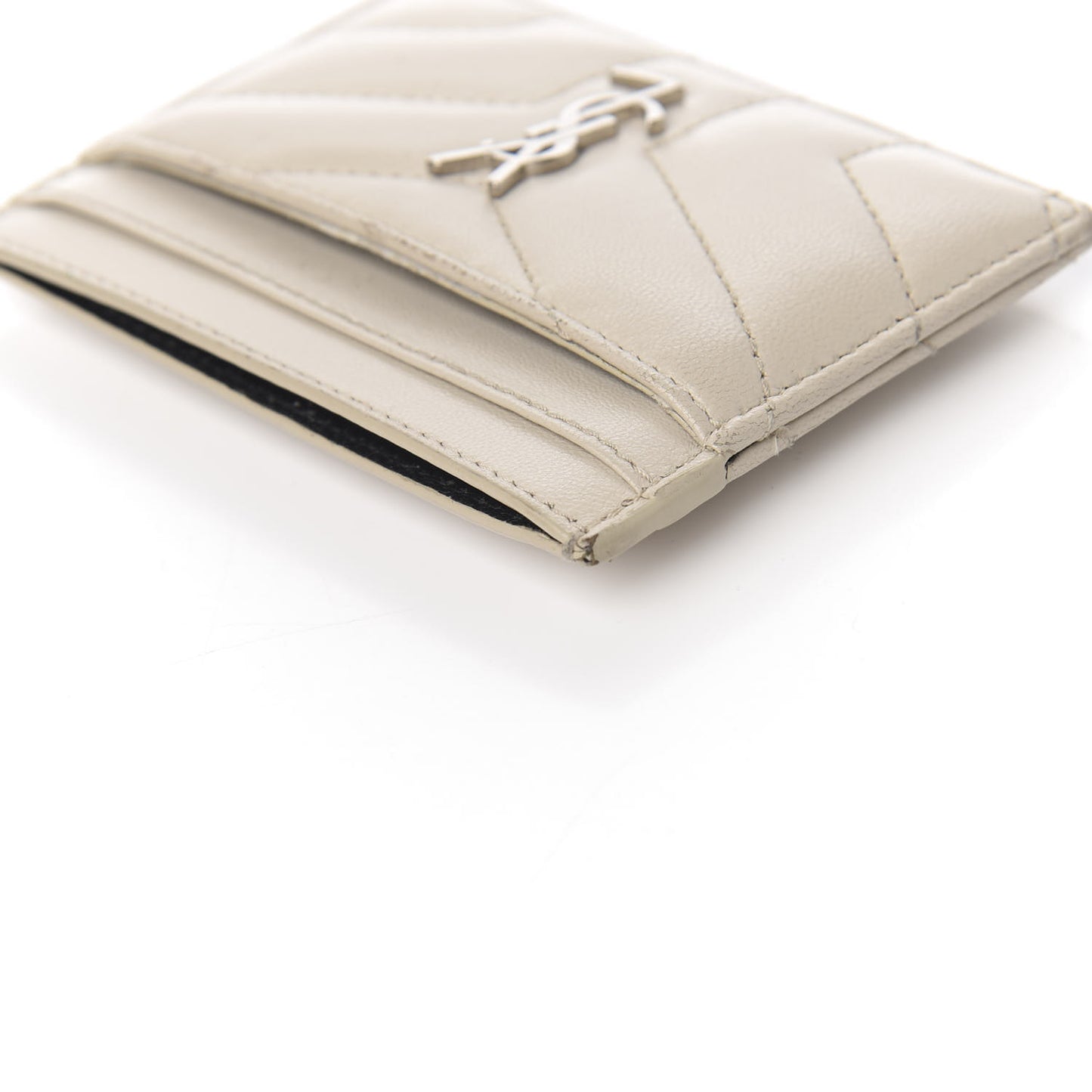 Calfskin Y Quilted Monogram LouLou Credit Card Case Ivory