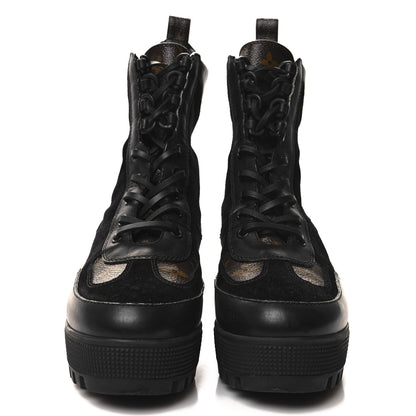 Louis Vuitton Suede Calfskin Monogram Laureate Platform Desert Boots 37.5 Black 2 of 9