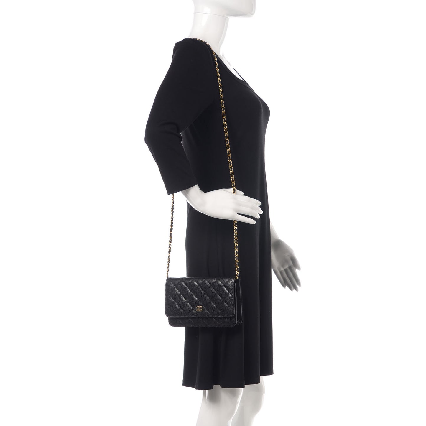 Caviar Quilted Wallet On Chain WOC Black