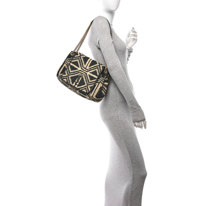 Saint Laurent Raffia Calfskin Medium Nolita Shoulder Bag Natural Black 3 of 11