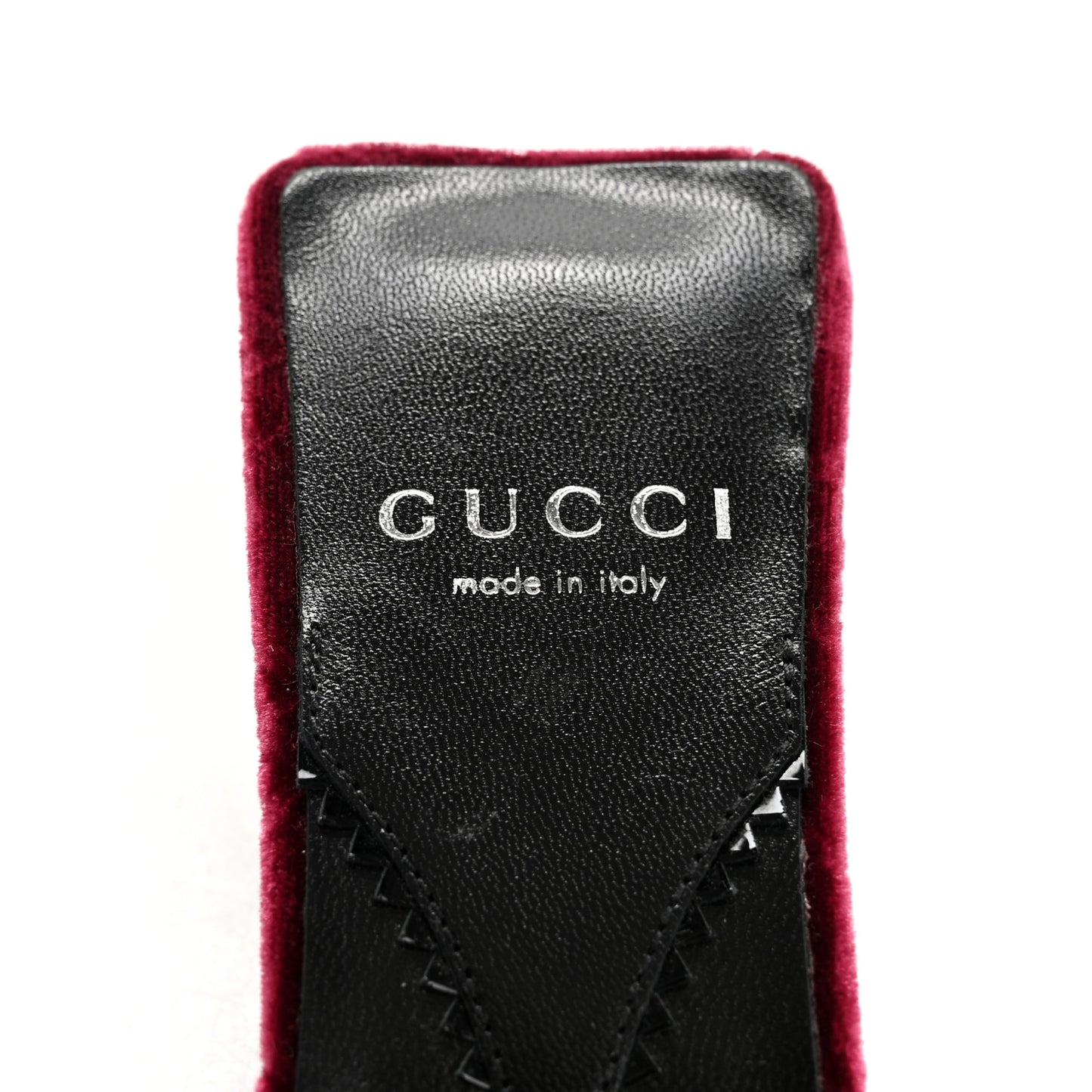 New Velvet Ashmir Regent Calfskin GG Monogram Square Toe Bow 45mm Slide Sandals 36.5 Red Grape