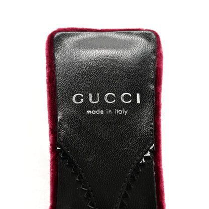 Gucci New Velvet Ashmir Regent Calfskin GG Monogram Square Toe Bow 45mm Slide Sandals 36.5 Red Grape 7 of 9