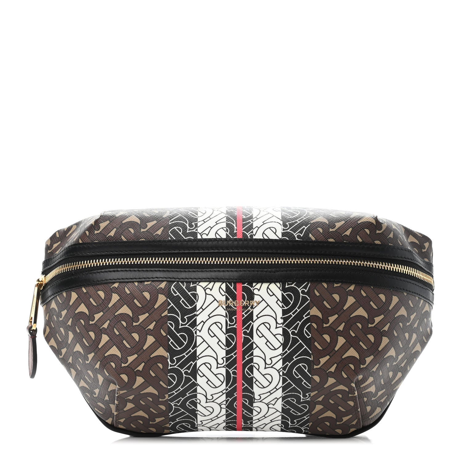 Burberry E-Canvas Monogram Stripe Medium Sonny Bum Bag Bridle Brown 1 of 4