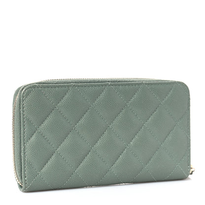 Chanel Iridescent Caviar Quilted Medium Zip Around Wallet Light Green 3 of 9