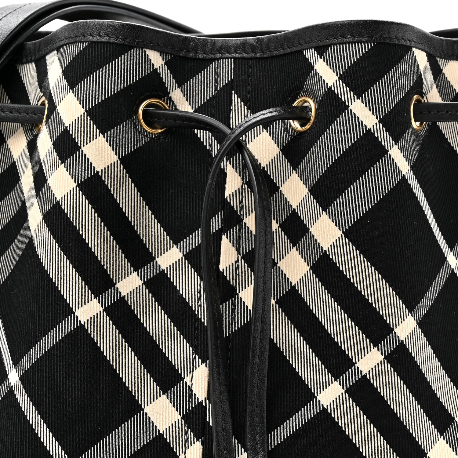 Burberry Check Medium Bucket Bag Black Calico 7 of 9