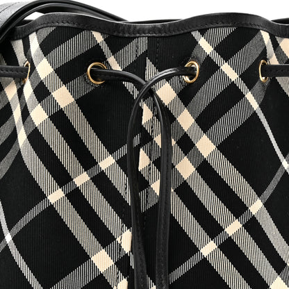 Burberry Check Medium Bucket Bag Black Calico 7 of 9