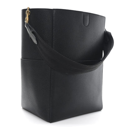 Celine Soft Grained Calfskin Sangle Bucket Bag Black 3 of 10