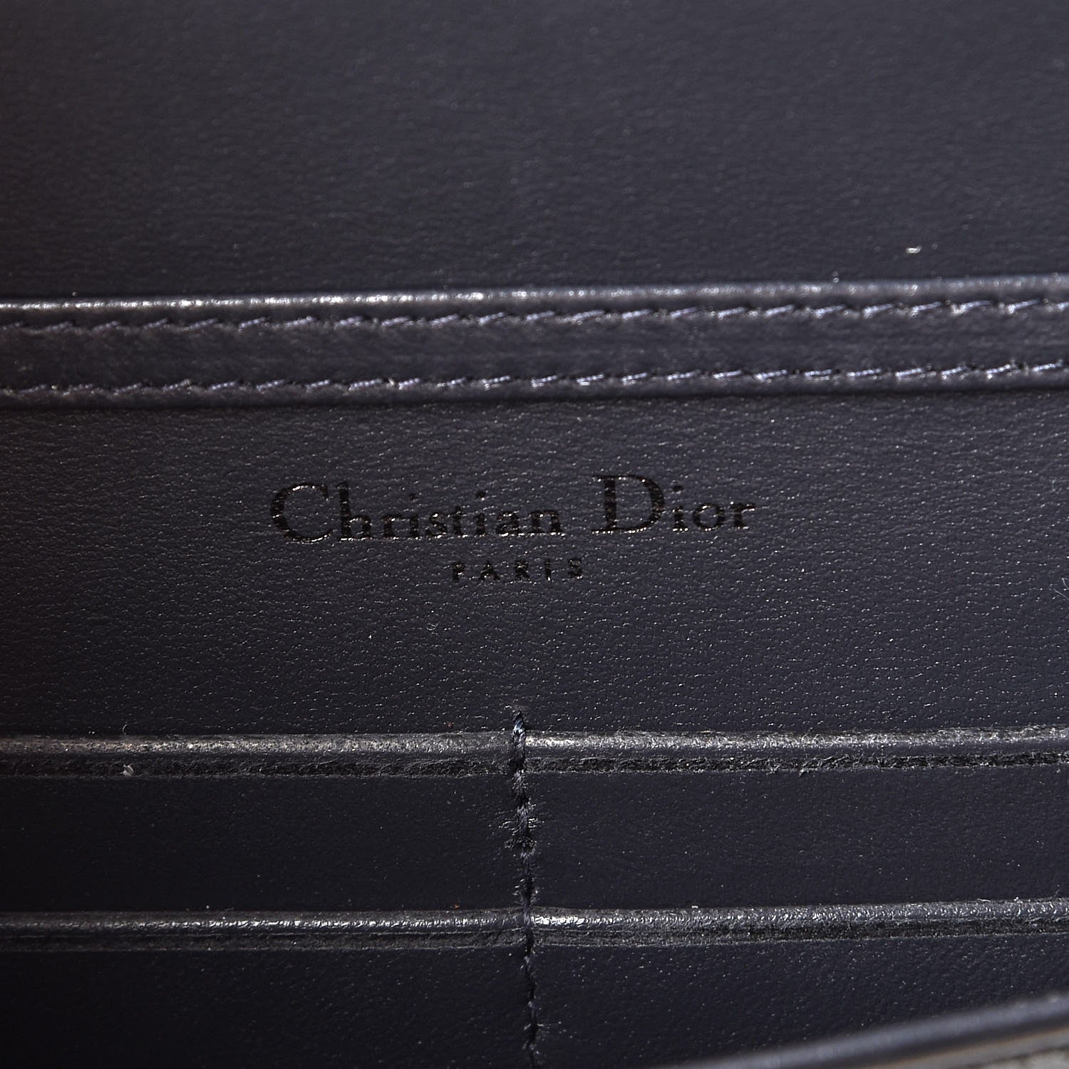 Christian Dior Metallic Patent Micro-Cannage Diorama Wallet on Chain Pouch Onyx Black 6 of 11