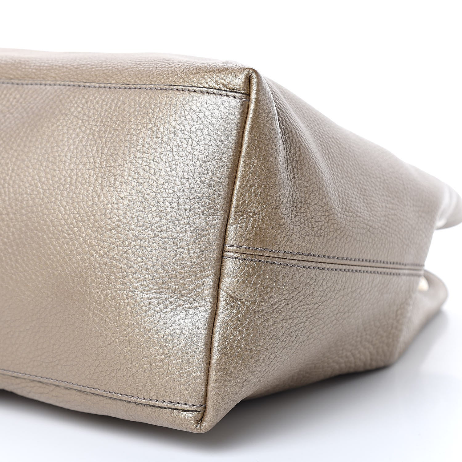 Gucci Metallic Pebbled Calfskin Large Soho Chain Shoulder Bag Golden Beige 9 of 11
