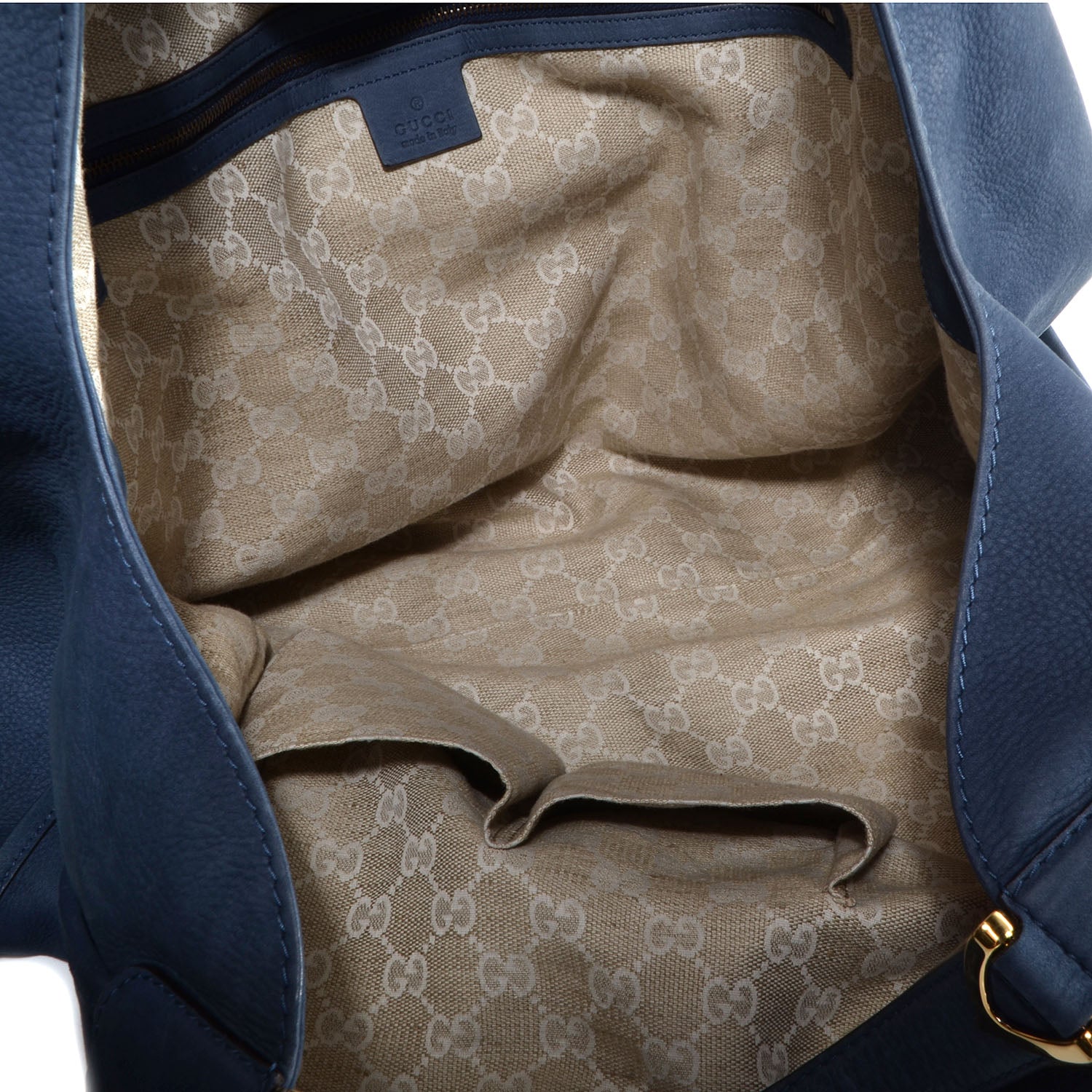 Gucci Nubuck Large Soft Stirrup Shoulder Bag Navy 5 of 7