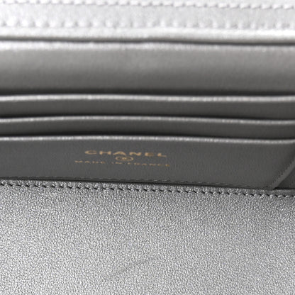 Chanel Metallic Caviar Quilted Top Handle Slim Vanity Case With Chain Silver 4 of 10