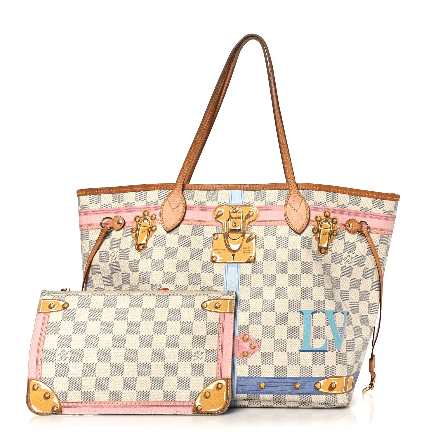 Louis Vuitton Damier Azur Summer Trunks Neo Neverfull MM 1 of 11