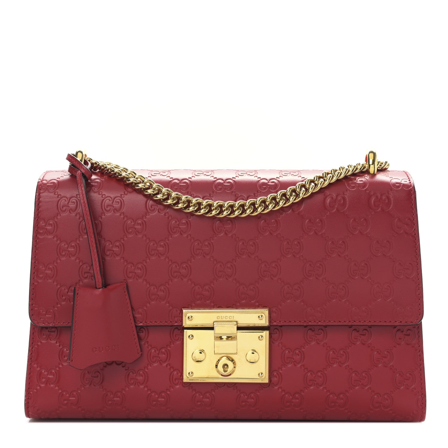 Gucci Guccissima Medium Padlock Shoulder Bag Hibiscus Red 1 of 9