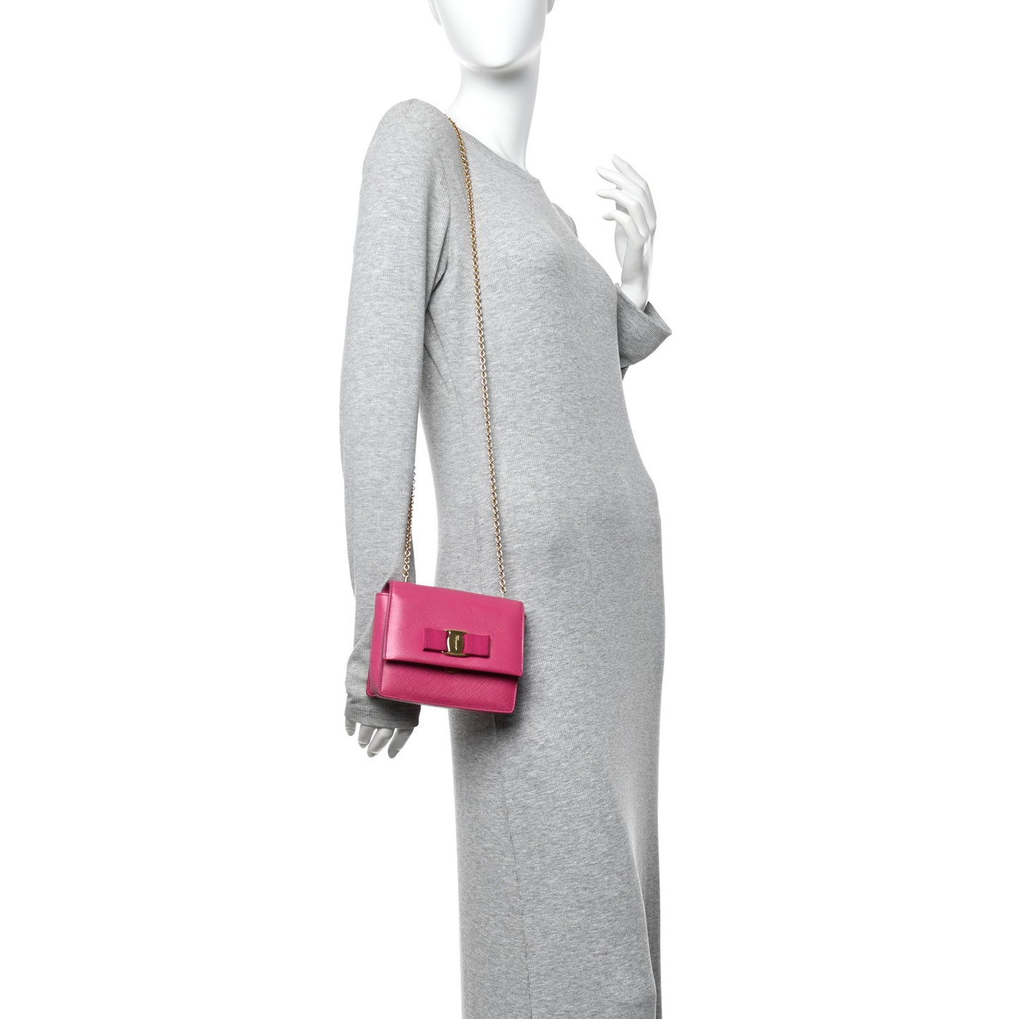 Hammered Calfskin Mini Vara Bow Crossbody Bag Agata Rosa