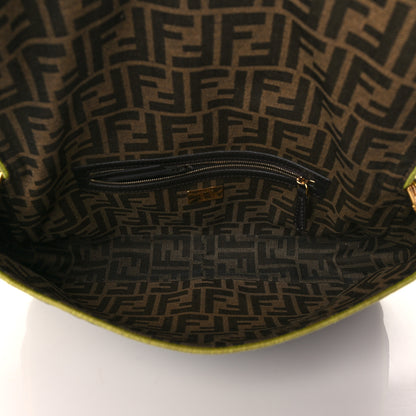 Fendi Fabric Jacquard FF 1974 Large Baguette Tobacco Moro Giallo Fluo 6 of 13