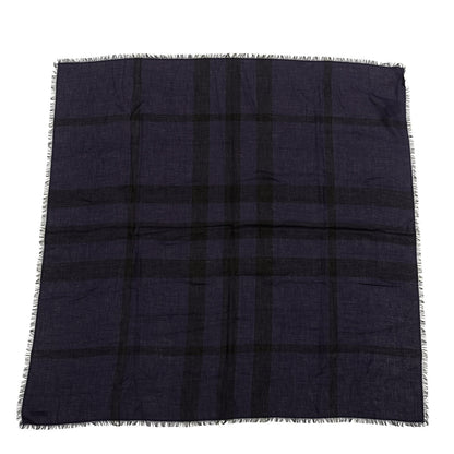 Burberry Modal Wool Overdyed Chambray Check Square Scarf Dark Purple 1 of 3