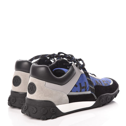Chanel Nylon Calfskin CC Sneakers 40 Blue Black Grey 4 of 9