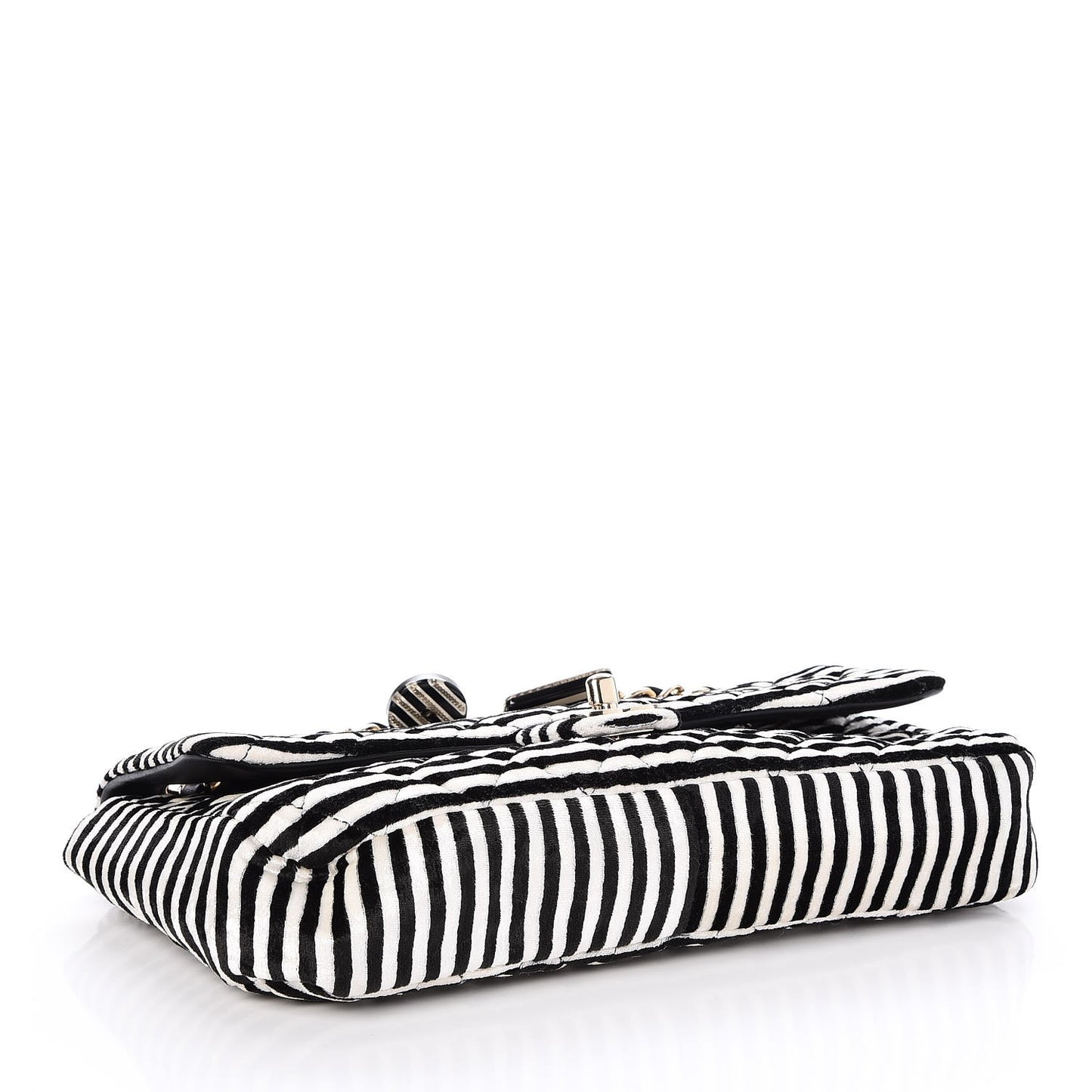 Velvet Quilted Medium Flap Black White
