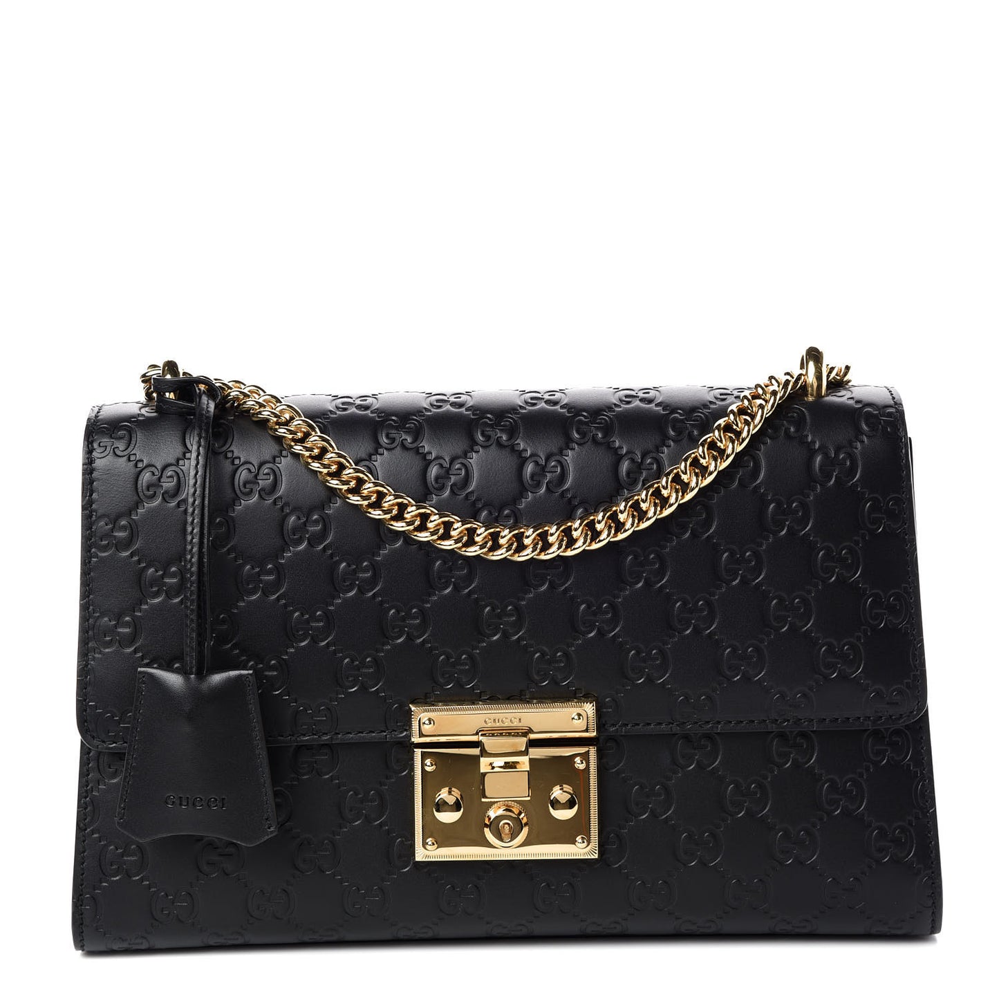 Guccissima Medium Padlock Shoulder Bag Black