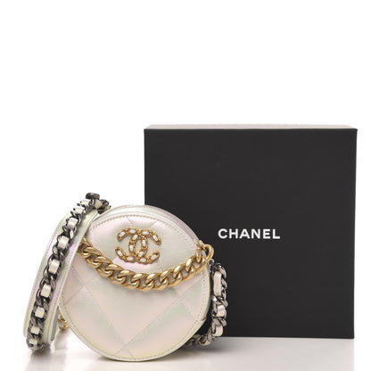 Chanel Iridescent Calfskin Quilted 19 Round Clutch With Chain White 10 of 10