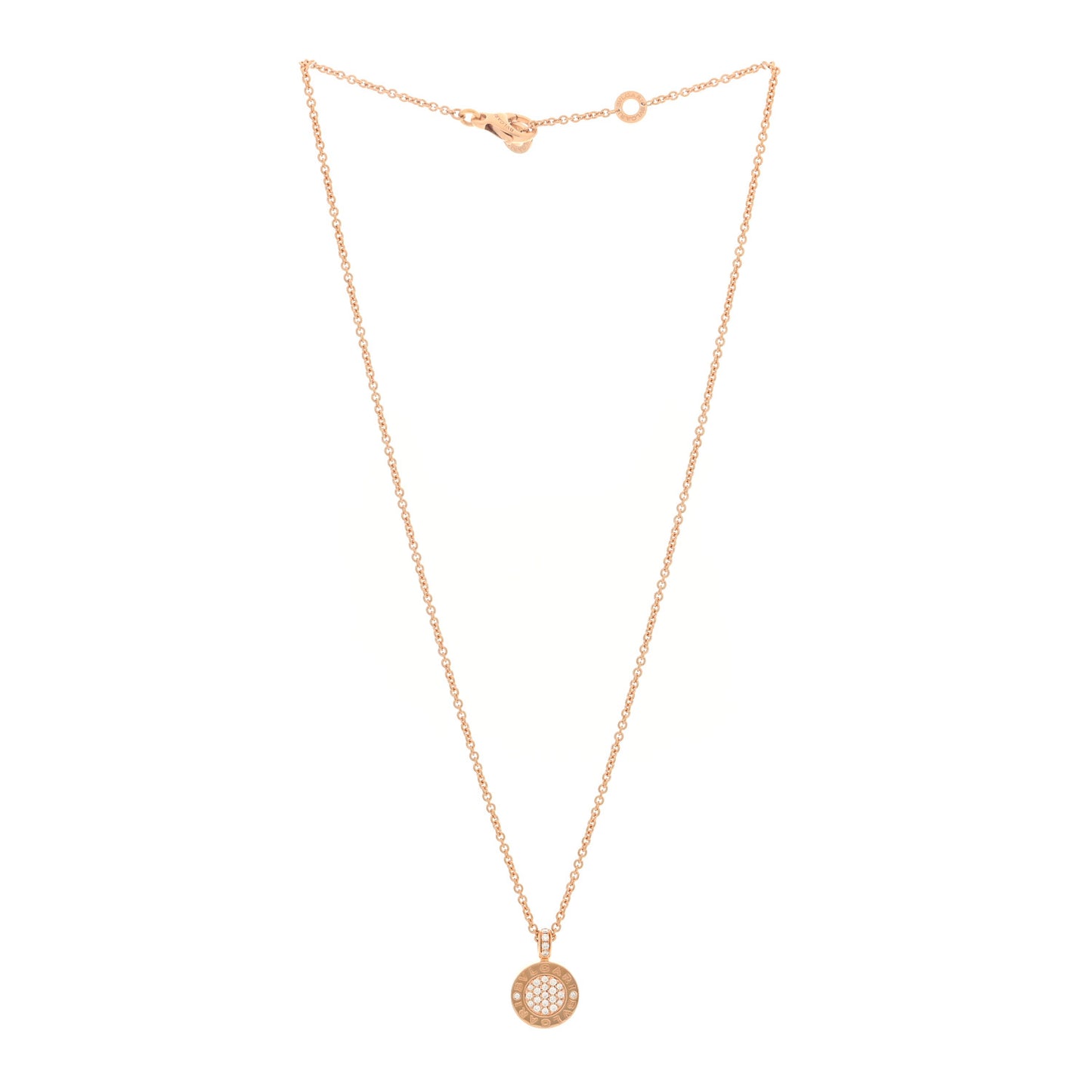 18K Rose Gold Diamond Green Jade BVLGARI BVLGARI Pendant Necklace