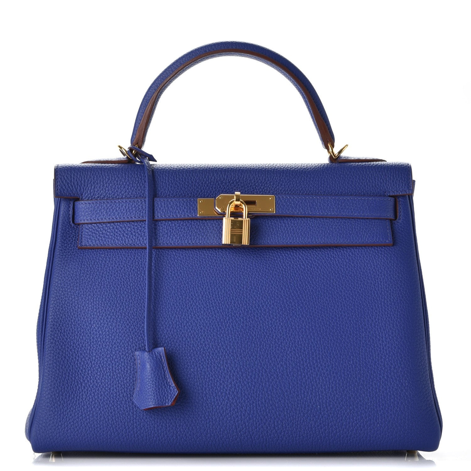 Hermes Togo Horseshoe Kelly Retourne 32 Bleu Electrique Rouge H 1 of 38