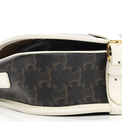 Celine Triomphe Canvas Medium Folco Bag White 7 of 11